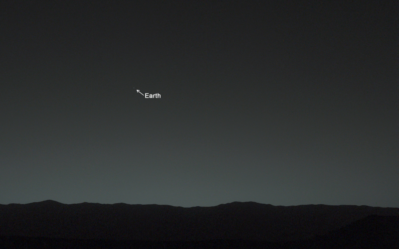 Illustration for article titled Curiosity captures its first photo of Earth from the surface of Mars